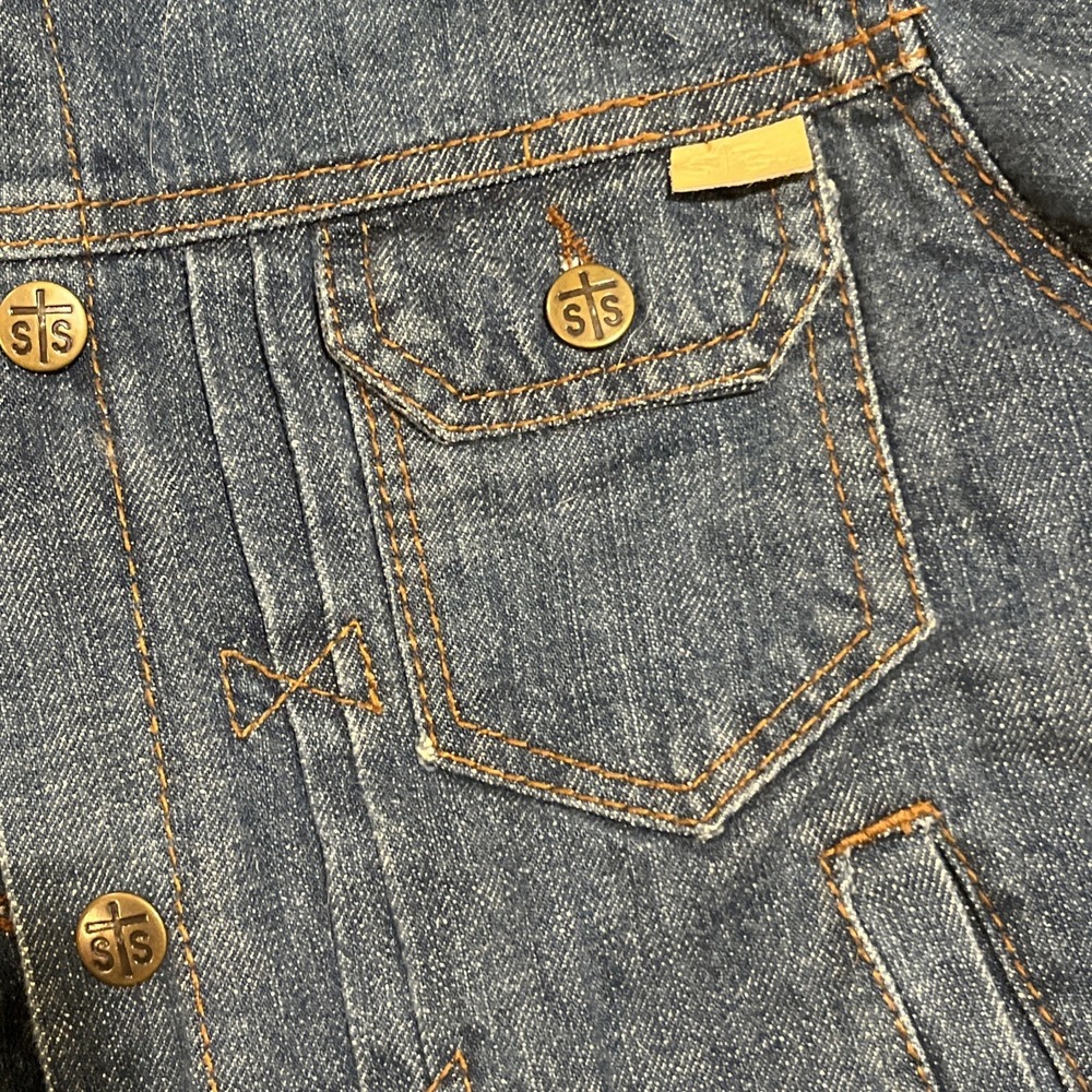 Sts Ranchwear Womens Denim Jacket W/Leather Collar Dolly II - Picture 2 of 11